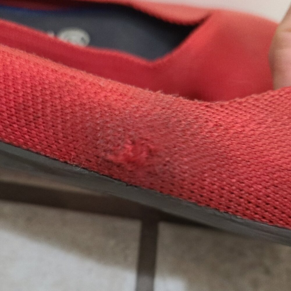 ROTHY'S THE FLAT SHOES BRIGHT RED WASHABLE RECYCLED PLASTIC BALLET SLIP ON sz 8 - Picture 7 of 8